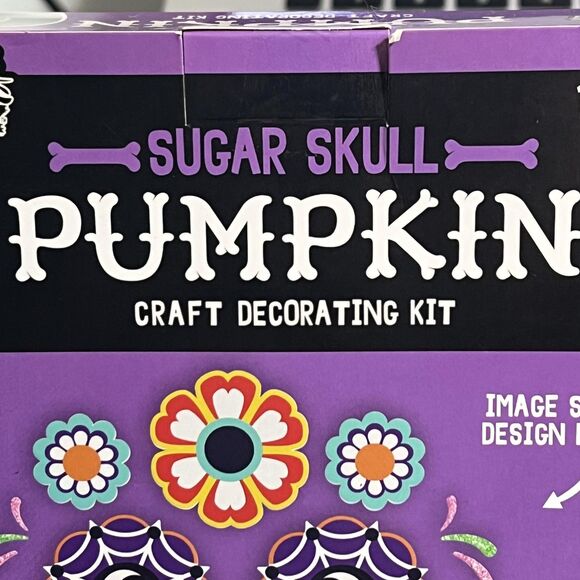 Spooky Nightz Sugar Skull Pumpkin Craft Kit 11pc Halloween Glow Glitter DIY Ages - Picture 6 of 11